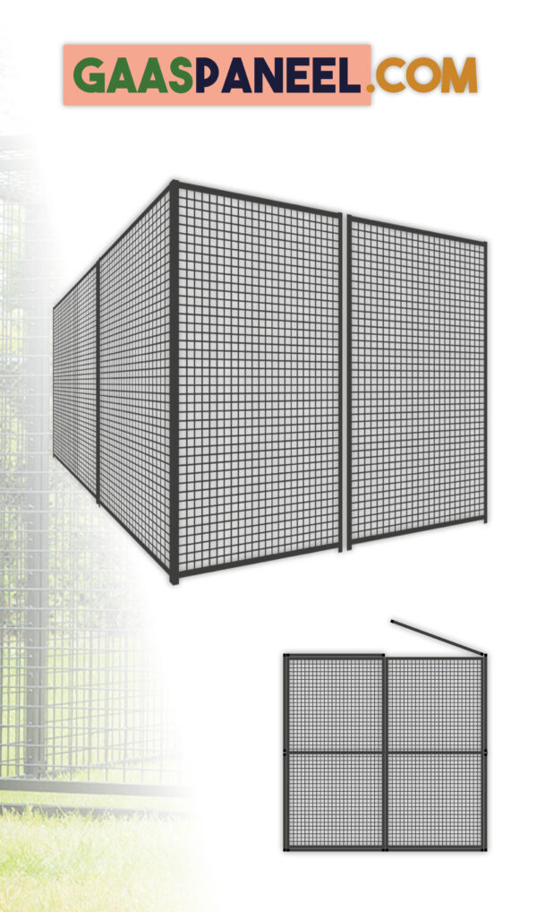 Voliere, ara kooi of katten ren. Opstelling is 2 x 2 meter me tgaasdak panelen. eenvoudig plaatsen dmv klemmen.